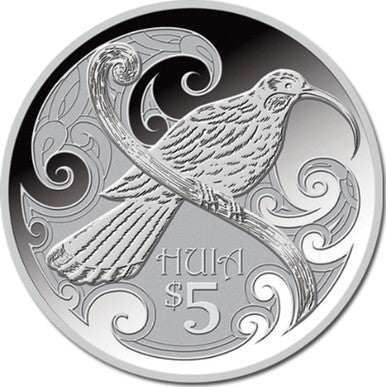 NZ 2015 $5 Huia 1oz Silver Proof Coin