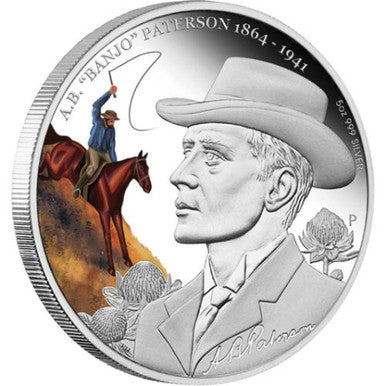 2014 $8 Banjo Paterson 5oz Silver Coloured Proof Coin and Note Set