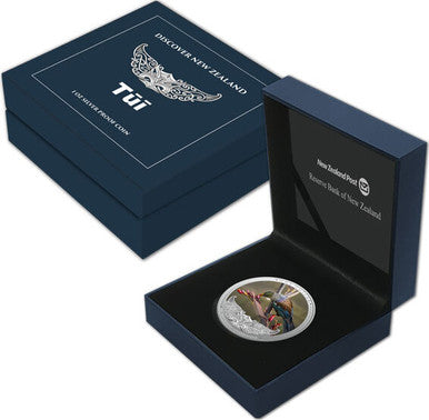NZ 2021 $1 Tūī 1oz Silver Coloured Proof Coin