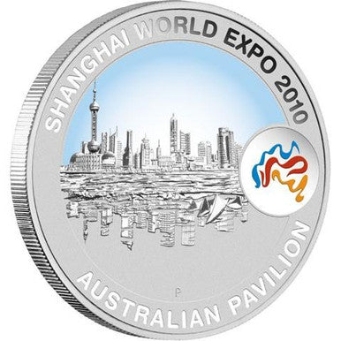 2010 $1 Shanghai World Expo Cityscape 1oz Silver Coin