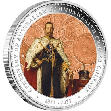 2011 $1 Centenary of Australian Commonwealth Bronze Coinage 1oz Silver Coloured Proof Coin