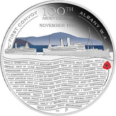 2014 50c The ANZAC Spirit 100th Anniversary First Convoy 1/2oz Silver Coloured Proof Coin