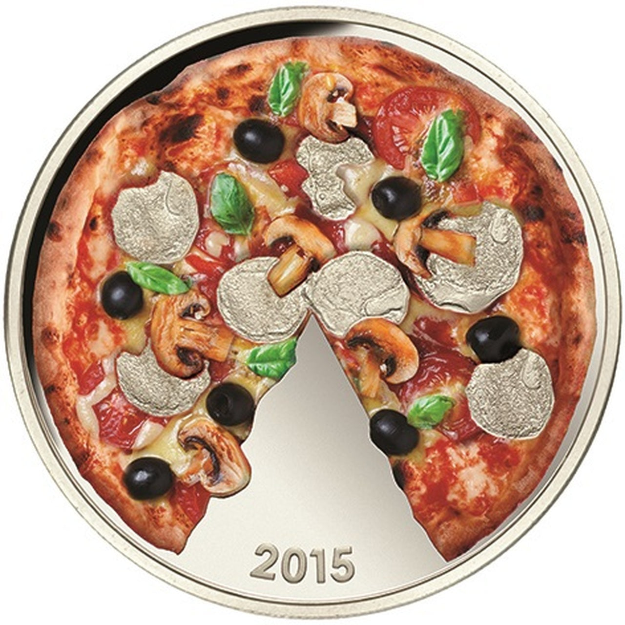 Solomon Islands 2015 $5 Moneta Pizzeria Silver Coloured Uncirculated Coin