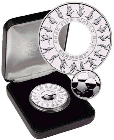 2006 $1 FIFA World Cup Germany Holey Dollar & Dump 1oz Silver Proof Coin