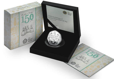 UK 2016 50p 150th Anniversary of Beatrix Potter Silver Proof Coin (TONED)