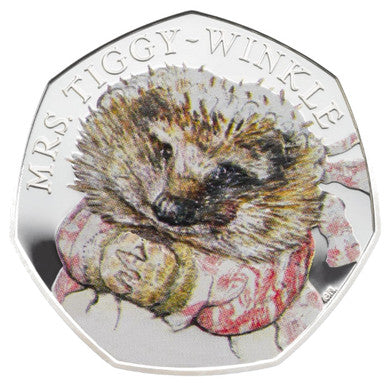 UK 2016 50p 150th Anniversary of Beatrix Potter Mrs. Tiggy-Winkle Silver Coloured Proof Coin