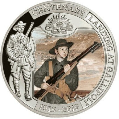 Niue 2015 $5 Centenary Landing At Gallipoli Silver Lenticular Proof Coin