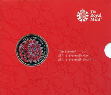 UK 2016 £5 Remembrance Day Coloured Uncirculated Coin