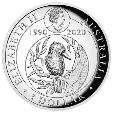 2020 $1 Australian Kookaburra 30 Years 1oz Silver High Relief Proof Coin