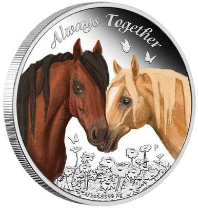 Tuvalu 2017 50c Always Together Horses 1/2oz Silver Coloured Proof Coin