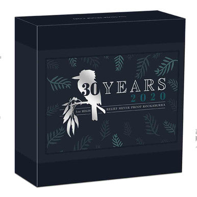 2020 $1 Australian Kookaburra 30 Years 1oz Silver High Relief Proof Coin