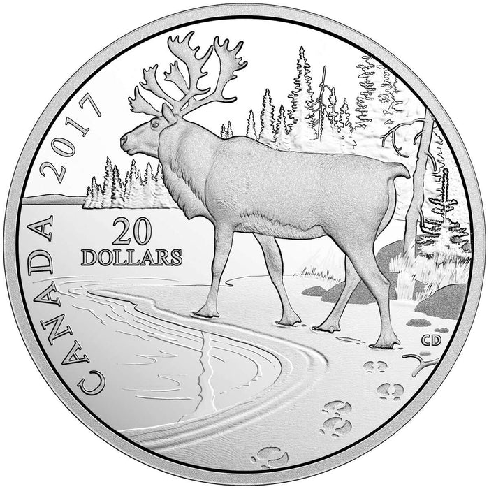 Canada 2017 $20 Nature's Impressions Woodland Caribou 1oz Silver Proof