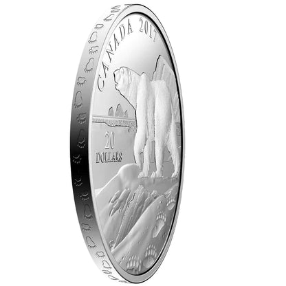 Canada 2017 $20 Nature's Impressions Polar Bear 1oz Silver Proof