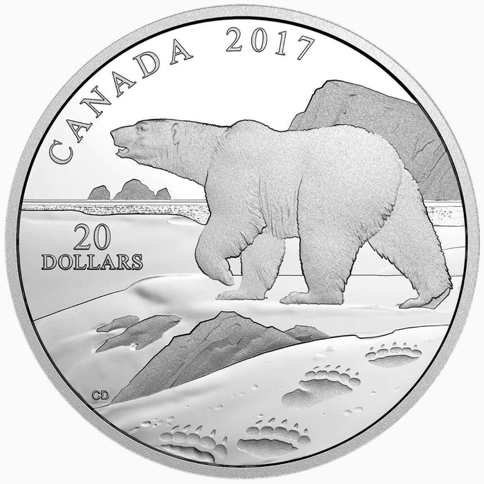 Canada 2017 $20 Nature's Impressions Polar Bear 1oz Silver Proof