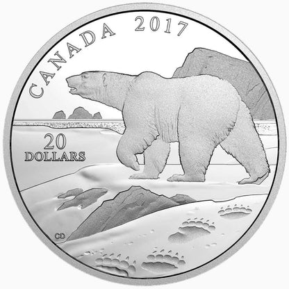 Canada 2017 $20 Nature's Impressions Polar Bear 1oz Silver Proof