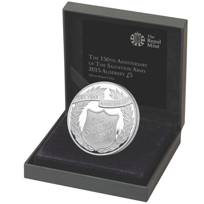 UK 2015 £5 150th Anniversary of The Salvation Army Alderney Silver Proof Coin