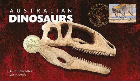 2022 $1 Australian Dinosaurs Australovenator Envelope Privy Mark PNC