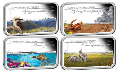 2015 $1 Sunburnt Country 1oz Silver Proof 4 Rectangle Coin Set