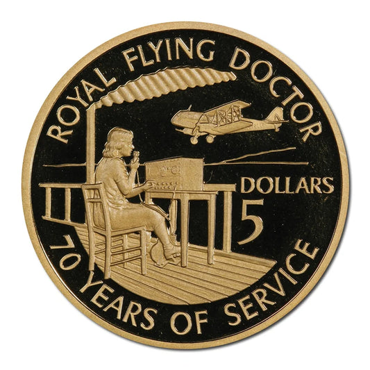 1998 $5 70 Years of Royal Flying Doctors Service of Australia Al-Bronze Proof Coin