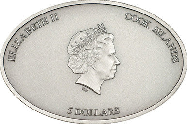 Cook Islands 2012 $5 Ceilings of Heaven 500 Years Sistine Chapel Ceiling with Nano Chip Silver Antiqued Coin