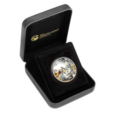 Tuvalu 2016 50c White Lion Cubs 1/2oz Silver Coloured Proof Coin