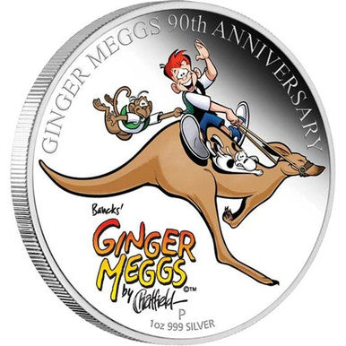 2011 $1 Ginger Meggs 1oz Silver Coloured Proof Coin and Stamp Set