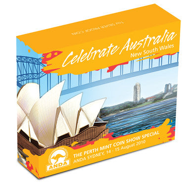 2010 $1 ANDA Sydney Coin Show Celebrate Australia New South Wales 1oz Silver Coloured Proof Coin