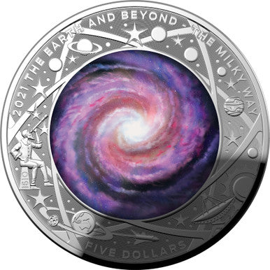 2021 $5 The Earth & Beyond The Milky Way 1oz Silver Coloured Domed Proof Coin