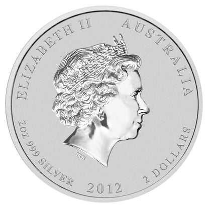 2012 $2 ANDA Perth Lunar Year of The Dragon 2oz Silver Coloured Coin