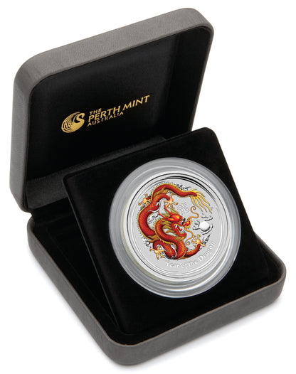2012 $2 ANDA Perth Lunar Year of The Dragon 2oz Silver Coloured Coin