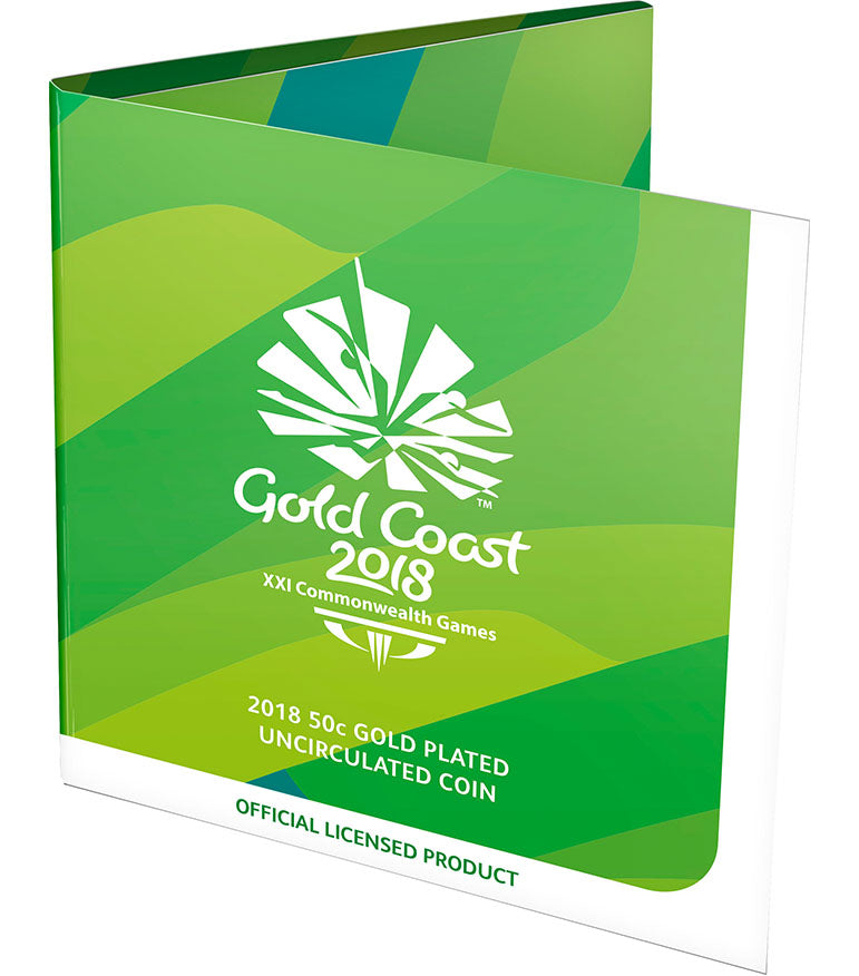 2018 50c Commonwealth Games Gold Coast Gold Plated Uncirculated Coin