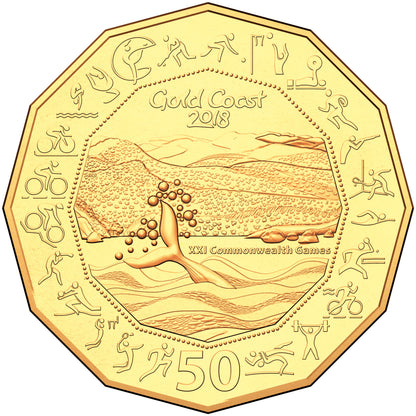 2018 50c Commonwealth Games Gold Coast Gold Plated Uncirculated Coin