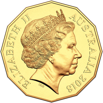 2018 50c Commonwealth Games Gold Coast Gold Plated Uncirculated Coin