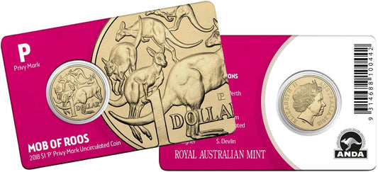 2018 $1 ANDA Perth Mob of Roos 'P' Privy Mark Uncirculated Coin