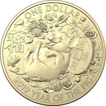 2019 $1 Year of The Pig Uncirculated 3 Coin Set