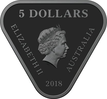 2018 $5 AC/DC 45 Years of Thunder Silver Coloured Proof Triangular Coin with Guitar Pick Set