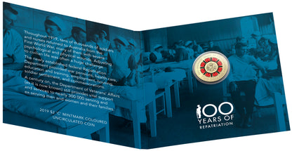 2019 $2 Bringing Them Home A Hundred Years of Repatriation 'C' Mintmark Coloured Uncirculated Coin