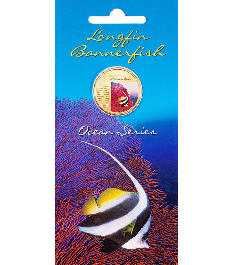 2007 $1 Ocean Series Longfin Bannerfish Coloured Uncirculated Coin
