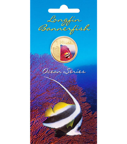 2007 $1 Ocean Series Longfin Bannerfish Coloured Uncirculated Coin
