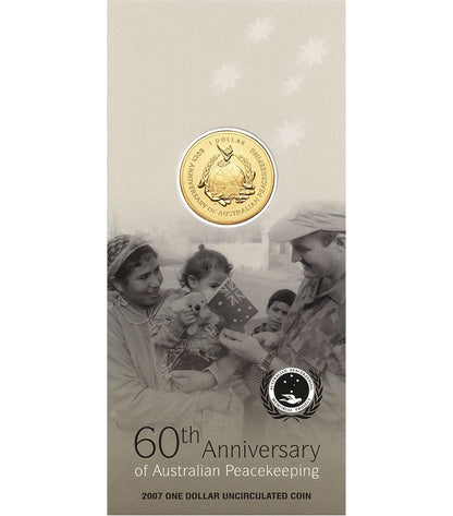 2007 $1 60th Anniversary of Australian Peacekeeping Uncirculated Coin