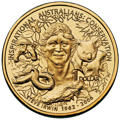 2009 $1 Inspirational Australians Steve Irwin Uncirculated Coin