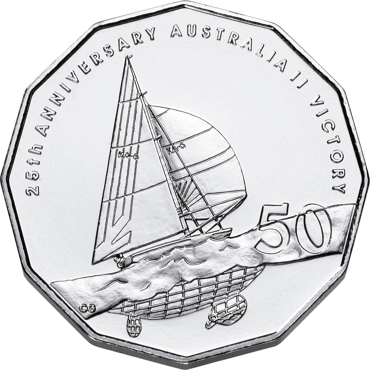 2008 50c 25th Anniversary of America's Cup Victory Australia II Uncirculated Coin