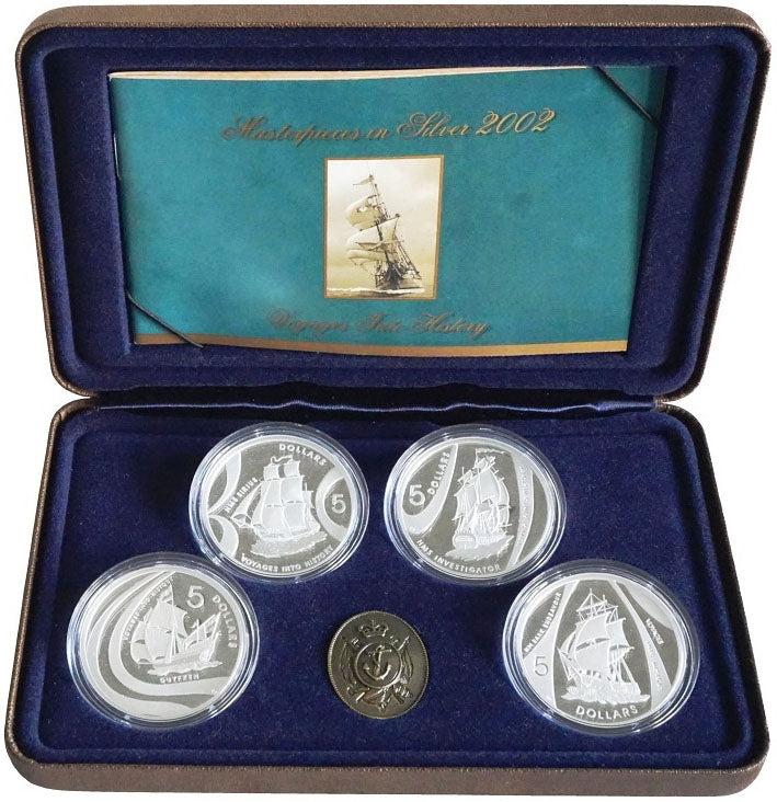 2002 Masterpieces In Silver Voyages Into History 4 Coin Proof Set