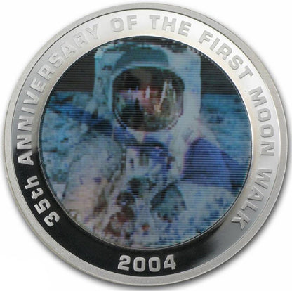 2004 $1 35th Anniversary of the First Moon Walk 1oz Silver Coloured Lenticular Coin
