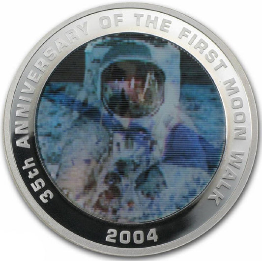 2004 $1 35th Anniversary of the First Moon Walk 1oz Silver Coloured Lenticular Coin