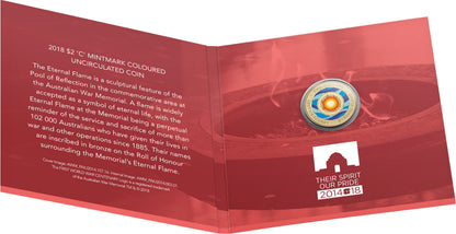 2018 $2 Lest We Forget Eternal Flame 'C' Mintmark Coloured Uncirculated Coin