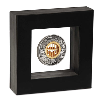 Tuvalu 2019 $2 Abacus Selectively Gold Plated 2oz Silver Antiqued Coin