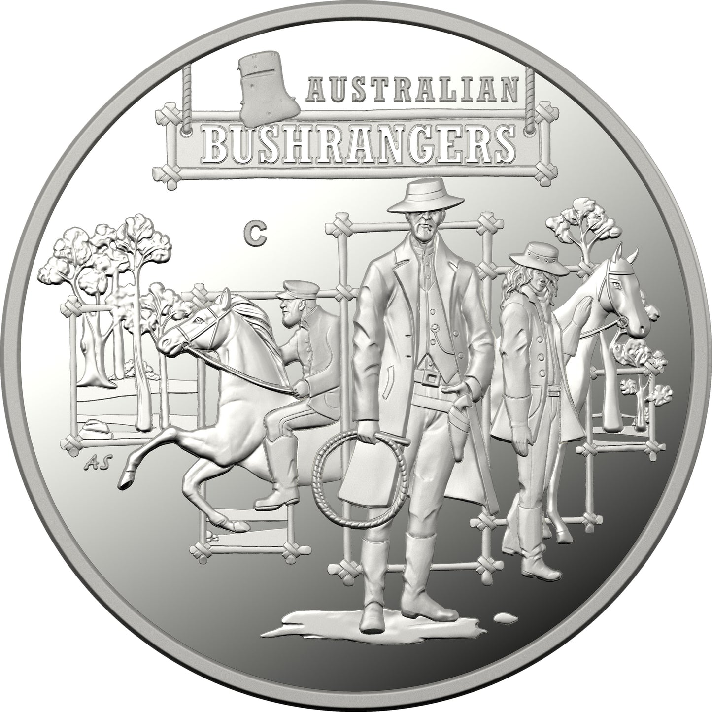 2019 $1 Australian Bushrangers The Bold The Bad and The Ugly 'C' Mintmark Silver Proof Coin