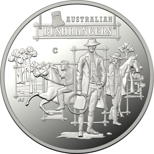 2019 $1 Australian Bushrangers The Bold The Bad and The Ugly 'C' Mintmark Silver Proof Coin