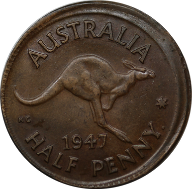 1947 Misstruck Halfpenny